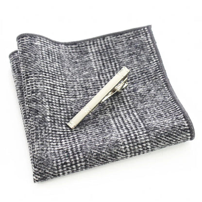 Men Necktie Set 3Pcs Clips Handkerchief Wool Gift Ties Suits Wedding Accessories