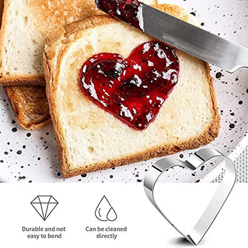 Cookie Cutter 5Pc Heart Stainless Steel DIY Biscuit Mold Fondant Pastry Bakeware