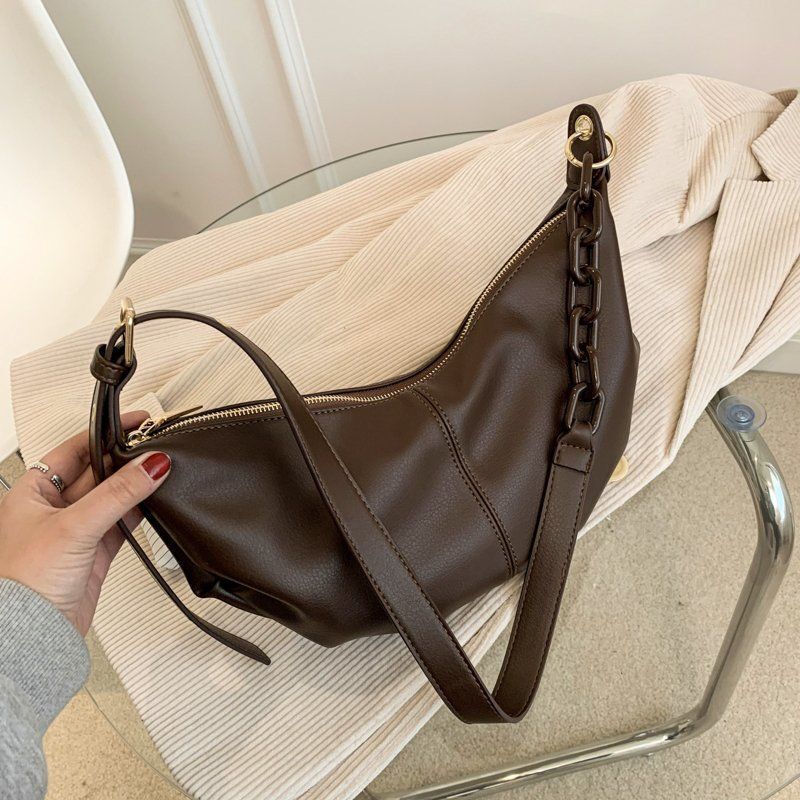 Women Soft Leather Handbags Vintage Crossbody Bags Chains Shoulder Bag 37*17*7CM