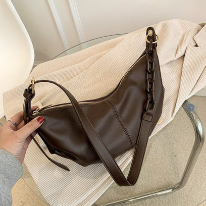 Women Soft Leather Handbags Vintage Crossbody Bags Chains Shoulder Bag 37*17*7CM