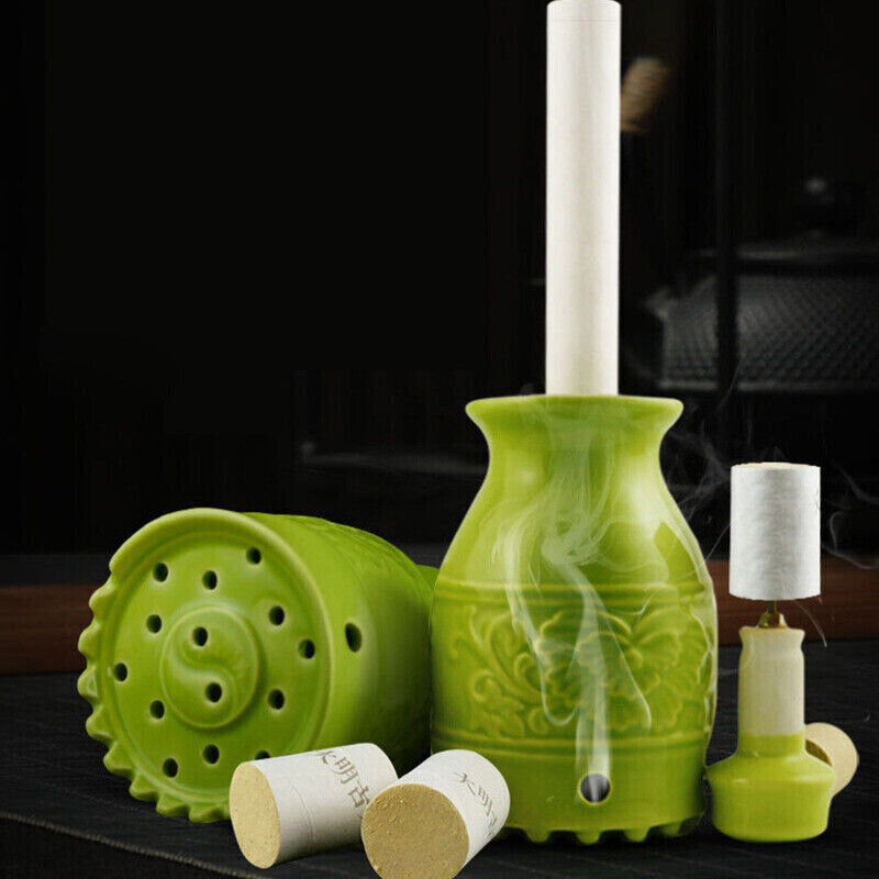 1Pc Ceramic Moxibustion Pot Moxa Article Mugwort Roll Burner Tool Wormwood 艾灸艾草
