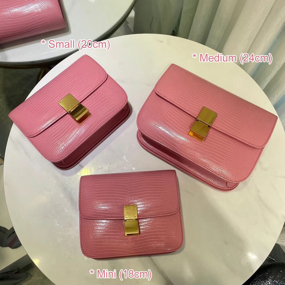 Lizard Effect Real Leather Flap Box bag Shoulder bag Purse Crossbody Square bag