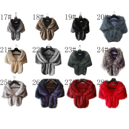 Elegant High-grade Bridal Wedding Luxury Fur Long Shawl Stole Wrap Shrug Scarf