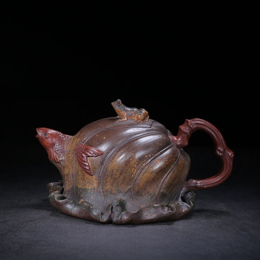 Chinese Yixing Zisha Clay Handmade Exquisite Teapot （荷塘月色 底款：蒋蓉）