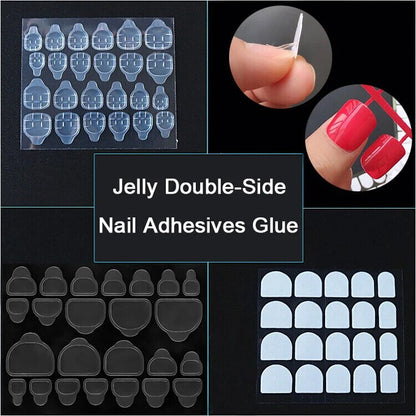 Nail Adhesives 10-20 Sheet Pack Super Sticky Tape 6 Sizes Glue Sticker Art Tools