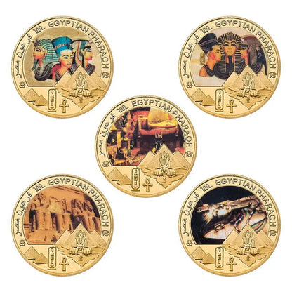 Commemorative Challenge Coins Egyptian Pharaoh Gold Plated Craft Souvenir 1.57in
