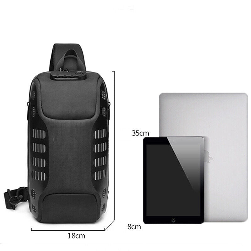 Men's Sling Backpack Oxford cloth Waterproof&Anti-theft Crossbody Sport Bags USB