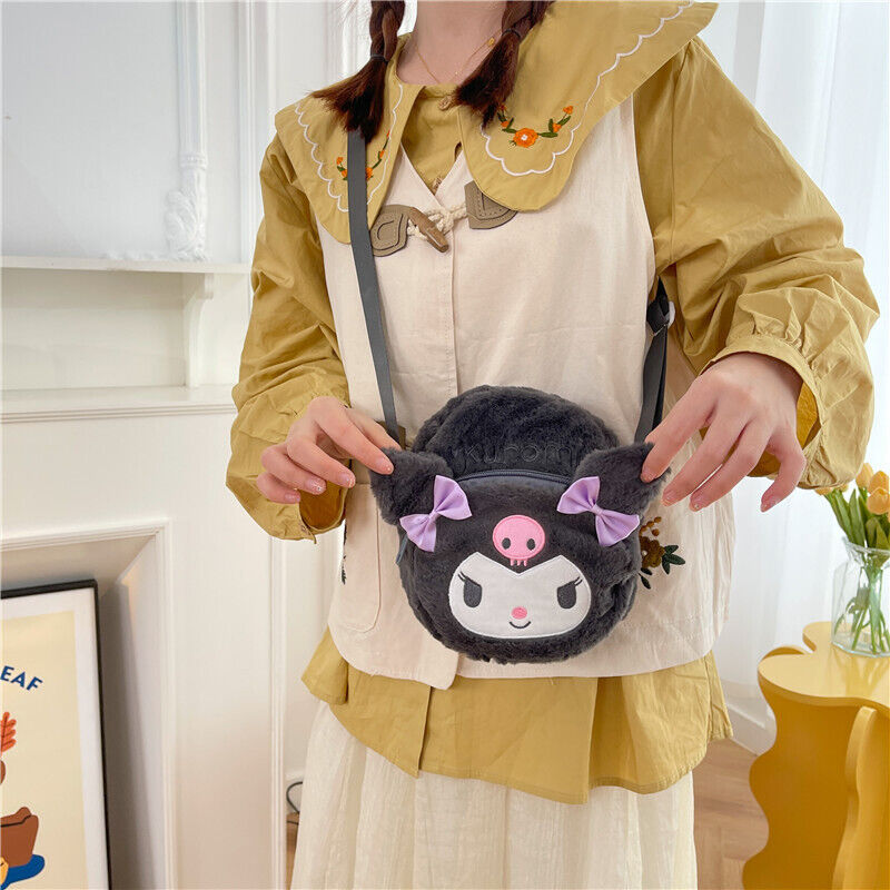 Sanrio Plush Diagonal Straddle Bag Kuromi Melody Makeup Bag