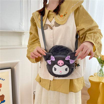 Sanrio Plush Diagonal Straddle Bag Kuromi Melody Makeup Bag