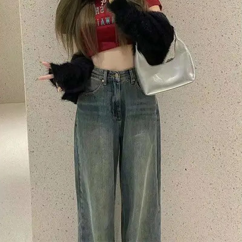 2023 Autumn High Waist Bagge Pants Woman Y2k Streetwear Loose Denim Trousers