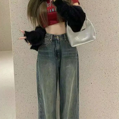 2023 Autumn High Waist Bagge Pants Woman Y2k Streetwear Loose Denim Trousers