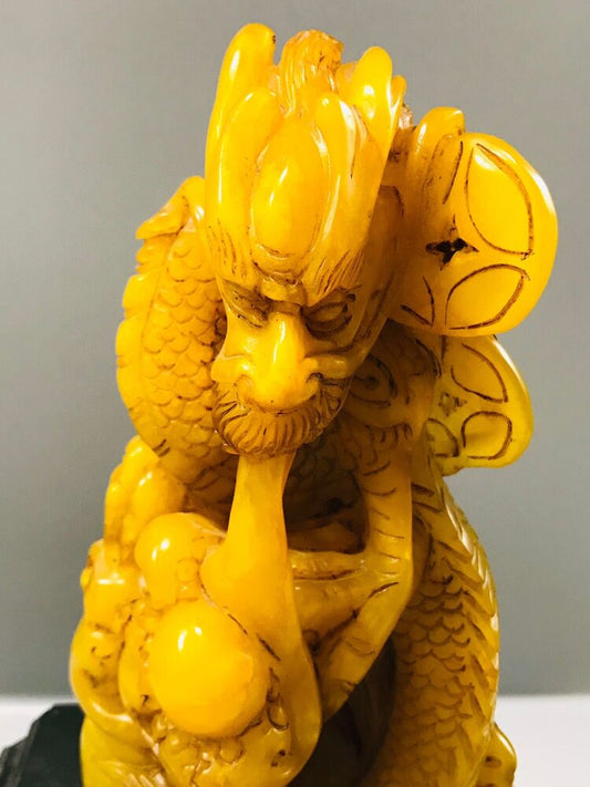 Chinese Shoushan Tianhuang Stone Carved Dragon Statue Seal Decor Collectible Art