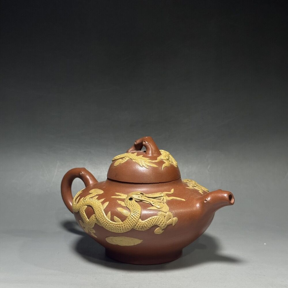 vintage chinese yixing purple clay teapot zisha ceremony carving Collectible art