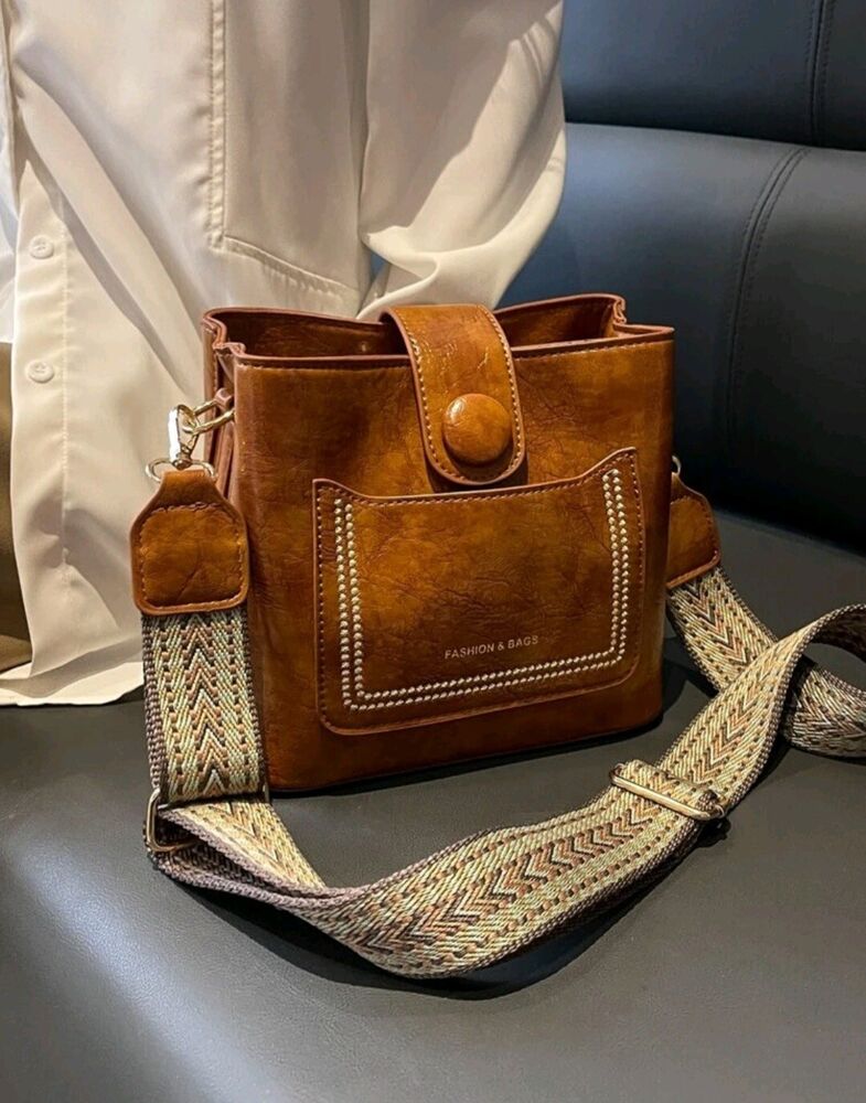 Leather Crossbody Shoulder Bag For Women Handbag Retro Style Hobo Mini Brown