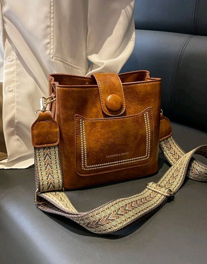 Leather Crossbody Shoulder Bag For Women Handbag Retro Style Hobo Mini Brown