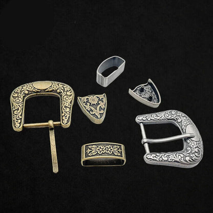 Women Belt Buckles 3Pcs Vintage Carved Metal Pin Jeans Waistband DIY Accessories