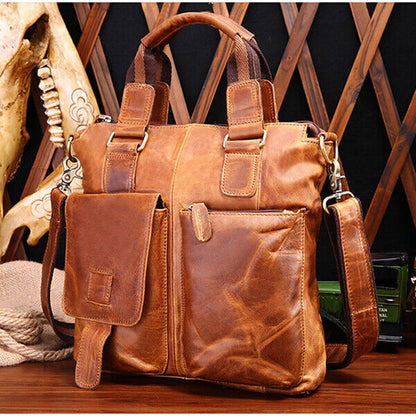 Top Cow Leather Men's Bag, Crazy Horse Leather Business Handbags Crossbody Bags