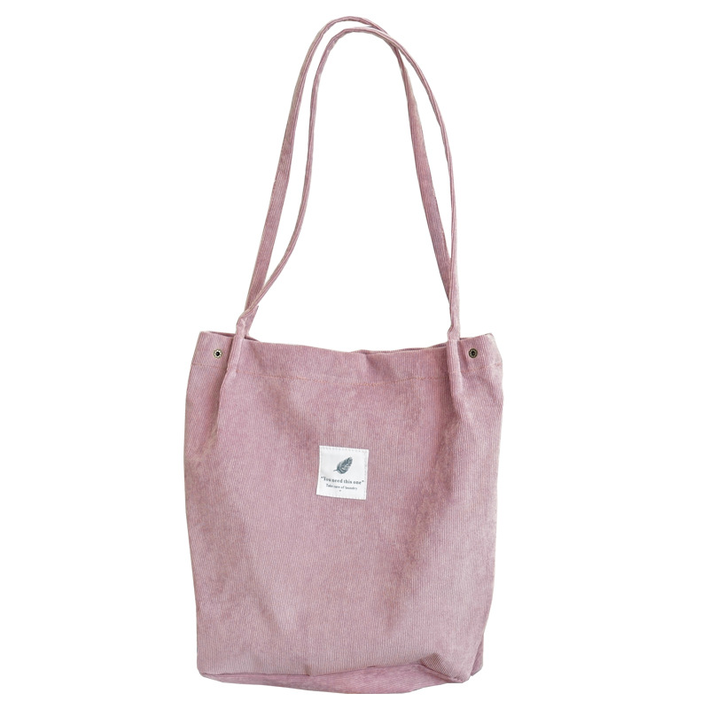 Corduroy Buckle Canvas Women's Bag Large Capacity Arts Style Shoulder Bag