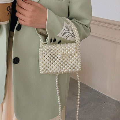 Handmade Woven Beaded Pearl Bags Women Handbags Party Bags