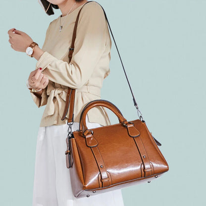 Women Shoulder Cross body Handbag Top Handle Bag Cowhide Messenger Tote Bag