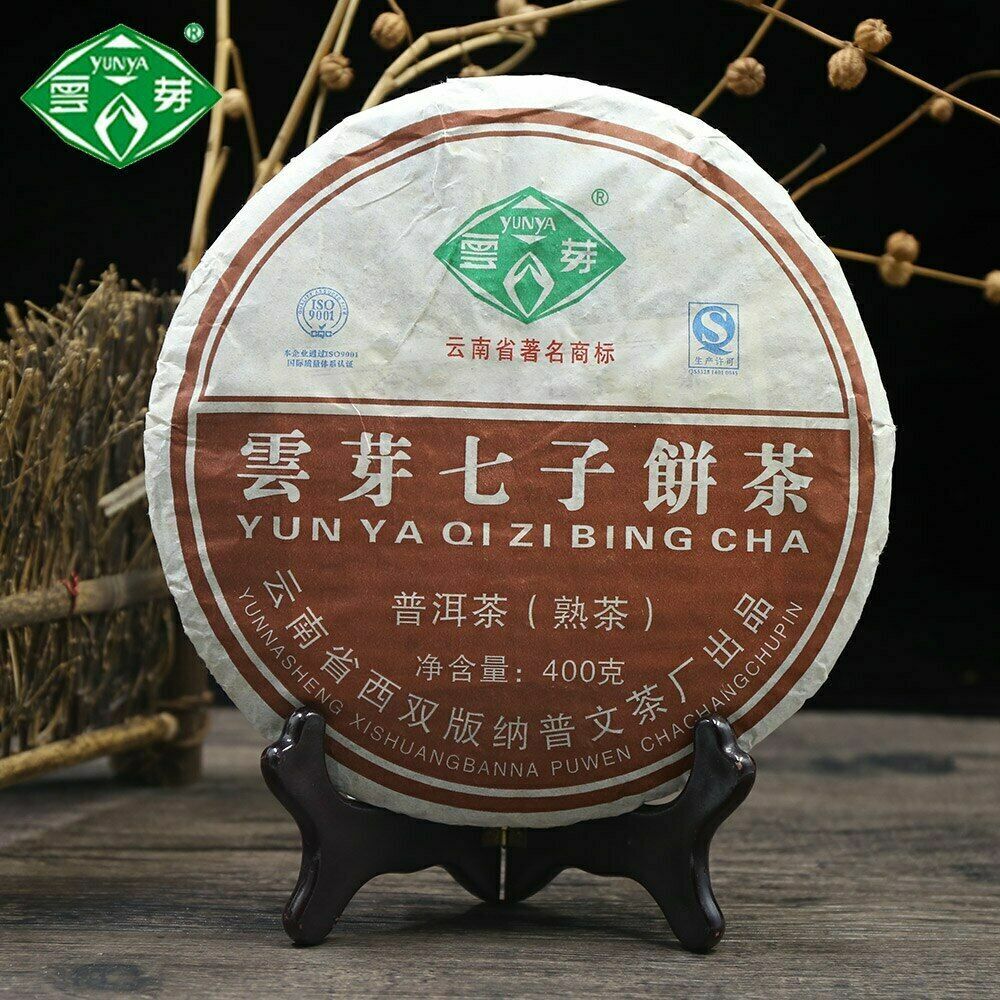 Yunnan Pu-erh Premium YUN YA QI ZI BING CHA Puer Ripe Shu Cake Tea 400g