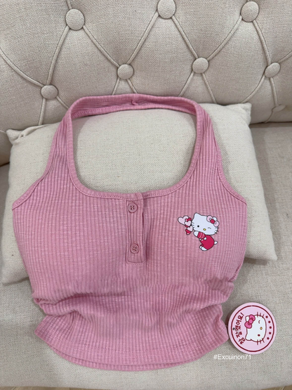 Hello Kitty Cute ladies Crop Top - Blue，Pink high quality