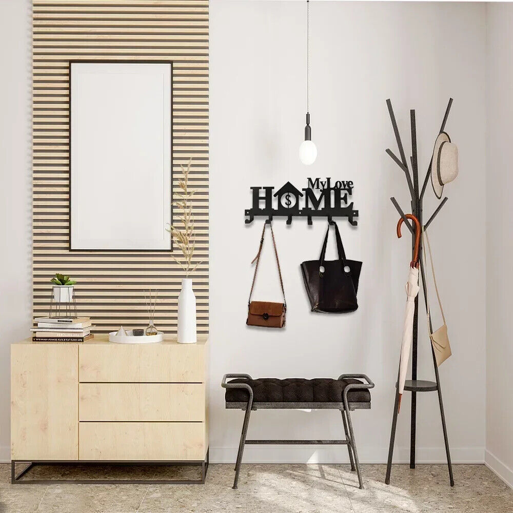 1pc Key Holder For Wall With 6 Hooks, Metal Key Rack, Key Hooks Towel Rack