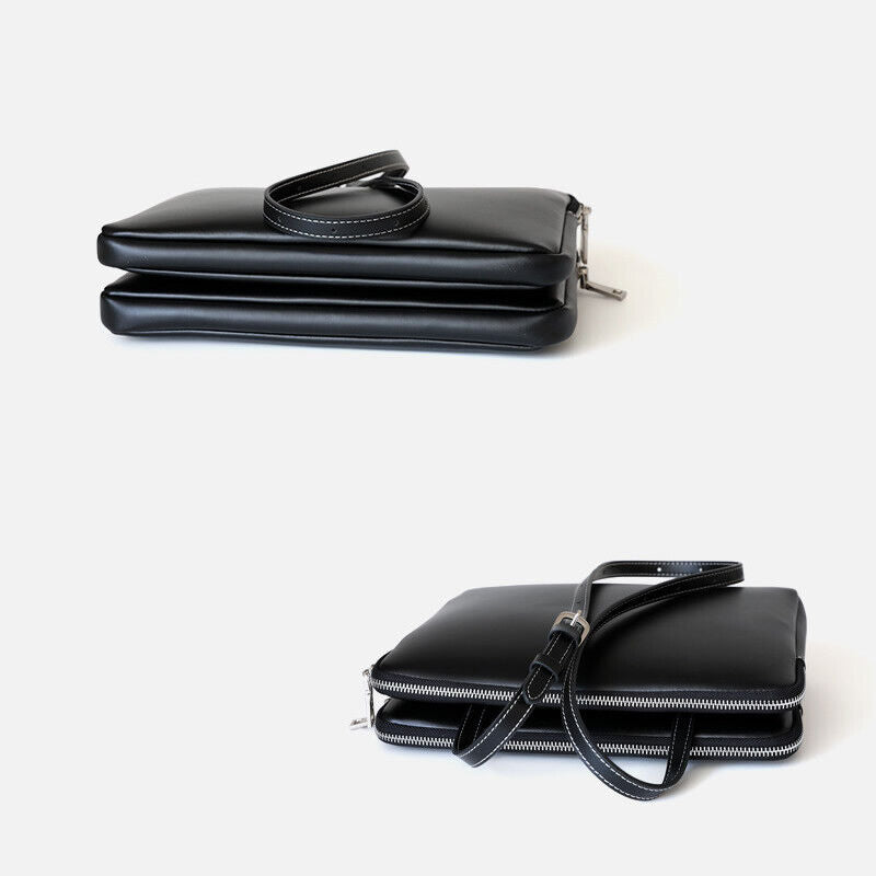 Rectangle Real Leather Shoulder bag PurseHandbag Briefcase Envelope Messenger