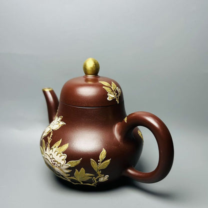 Vintage Chinese Yixing Purple Clay Teapot Zisha Ceremony Painted Fine Tea Set