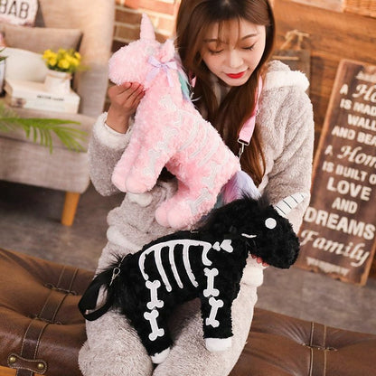 Dark Punk Unicorn Backpack Gothic Rock Plush Flying Horse Stuffed Crossbody Bags