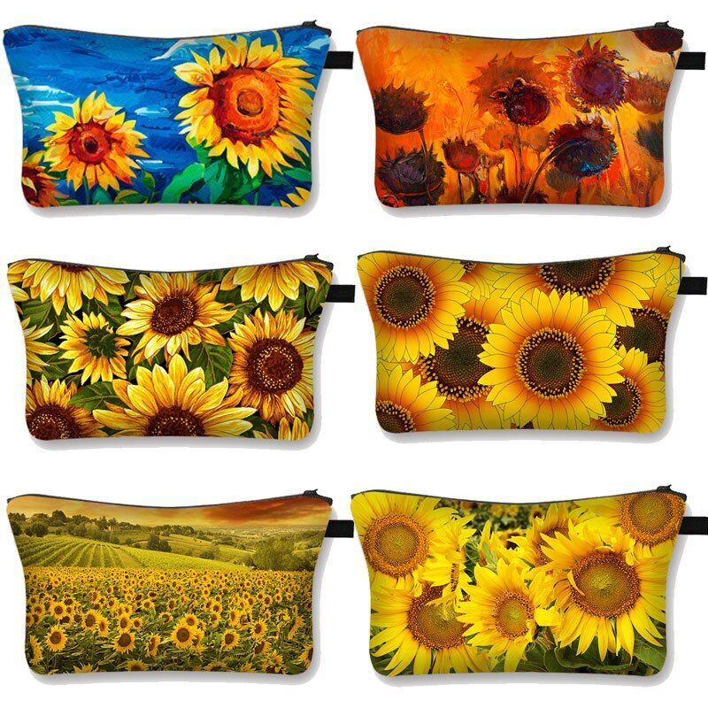 Woman Waterproof Makeup Bag Fashion Yellow Black Cosmetic Pouch Travel Organizer