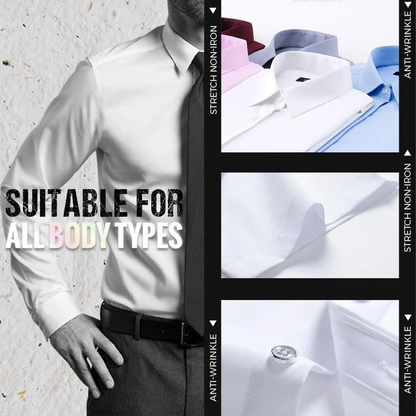 Stretch Anti-wrinkle Shirt - Men Non-iron Long Sleeve Business Standard Shirt
