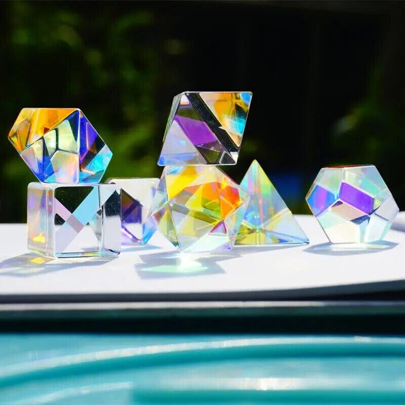Prism Glass Cube Hexahedral Optical Color Clear Prisma Photography Decor 18-20mm