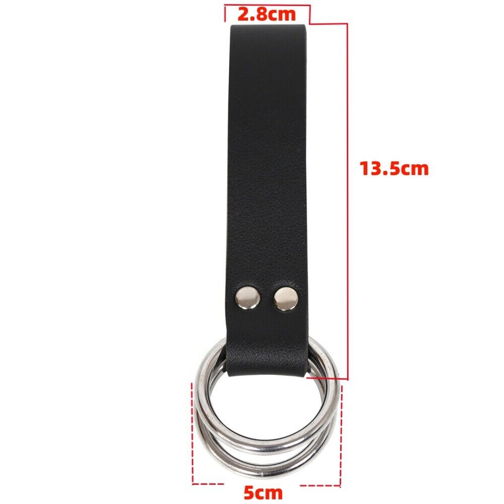 Womens Mens Hook Strap Double Metal Rings PU Leather Bag Medieval Belt