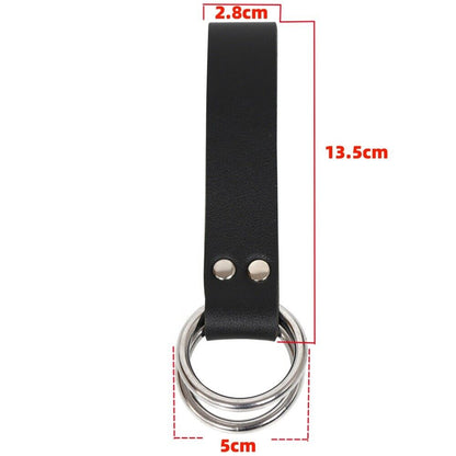 Womens Mens Hook Strap Double Metal Rings PU Leather Bag Medieval Belt