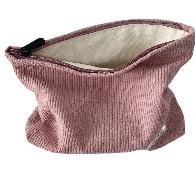 Women Makeup Bag Organizer Corduroy Zipper Clutch Large Phone Cosmetic Bag Pouch