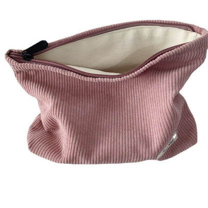 Women Makeup Bag Organizer Corduroy Zipper Clutch Large Phone Cosmetic Bag Pouch