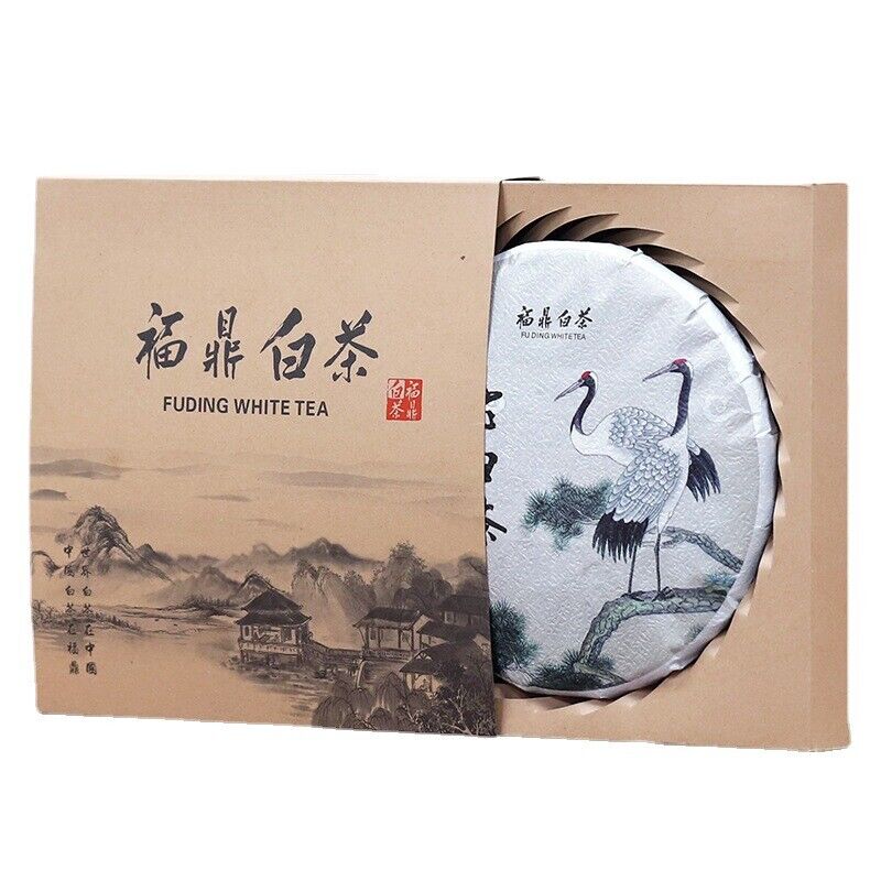 300g Chinese White Tea Cake Health Care High Mountain Fuding White Tea Gift Box