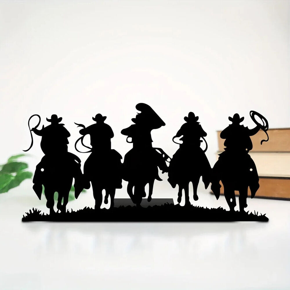 Western Cowboy Desktop Decorations, Desktop Metal Artwork, Bookends Decorations