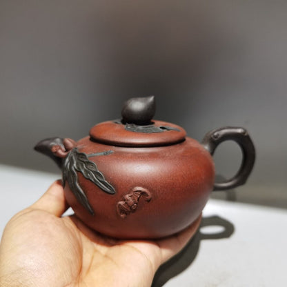 collect vintage chinese yixing purple clay teapot zisha ceramic peach teaware