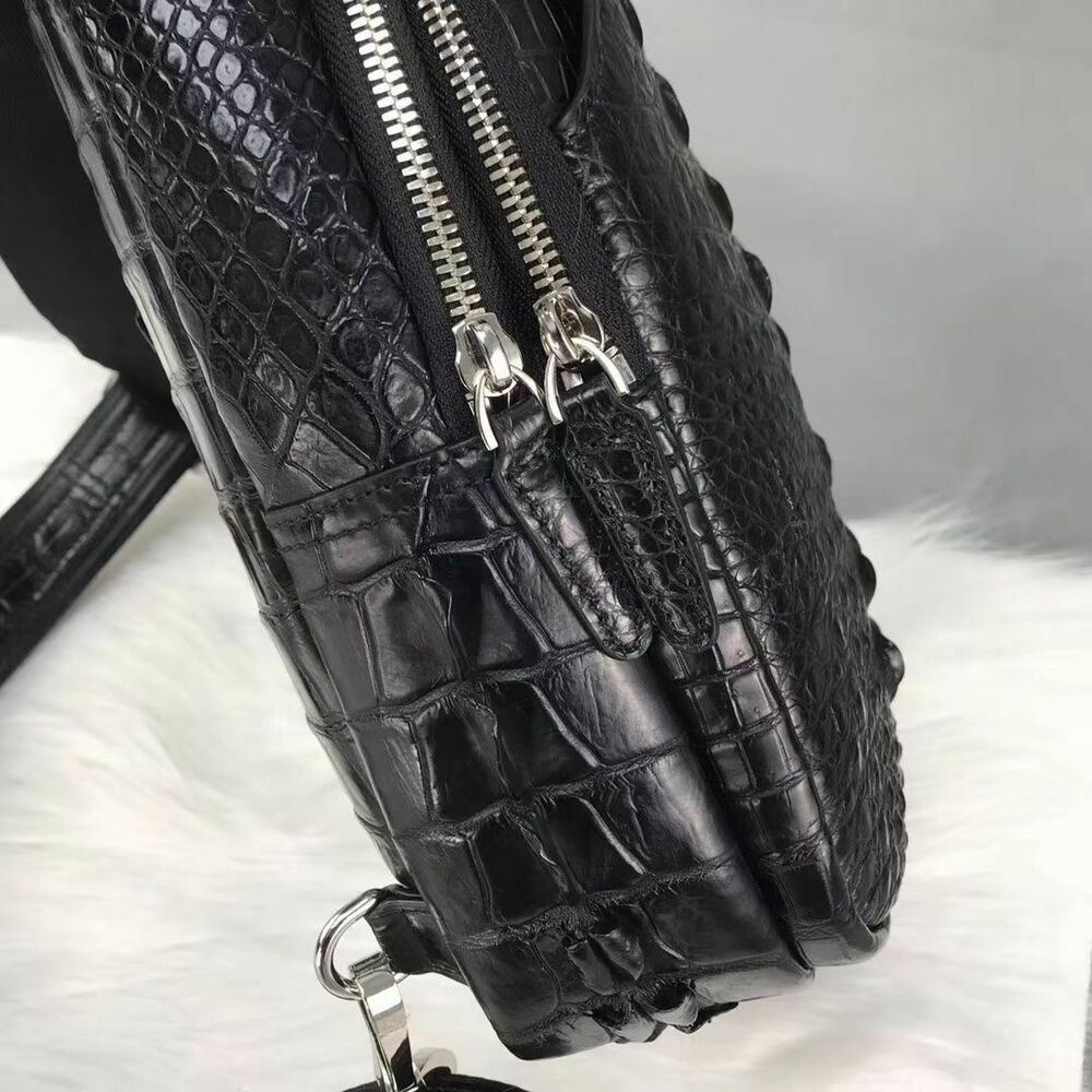 Handcrafted Nile Crocodile Skin Leather Mens Luxury Crossbody bag Sling Backpack