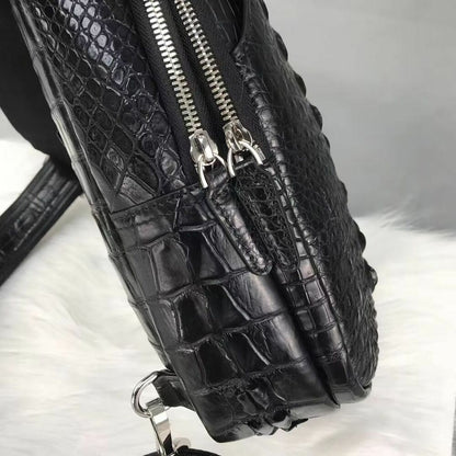 Handcrafted Nile Crocodile Skin Leather Mens Luxury Crossbody bag Sling Backpack