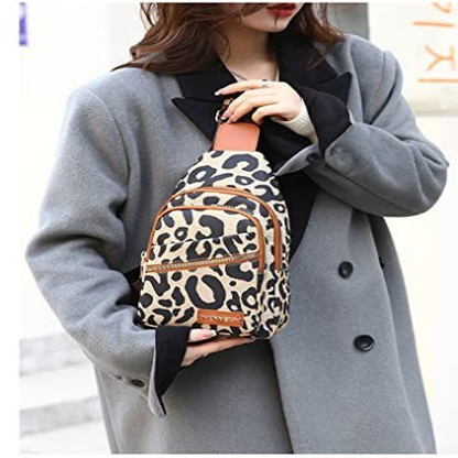 Hiriotin Leopard Print Chest Bag for Women Letter