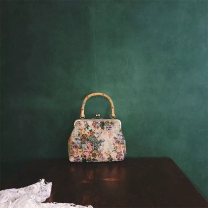 Vintage Flower Handbag Embroidery Shoulder Bags Handmade Tote Purses 22*18*6 CM