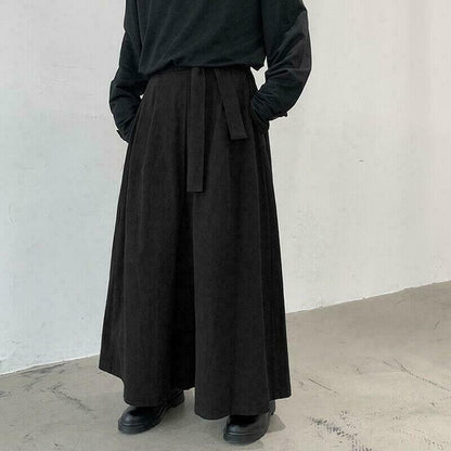 Fashion Men Baggy Gothic Long Pants Casual Loose Holiday Wide Leg Linen Trousers