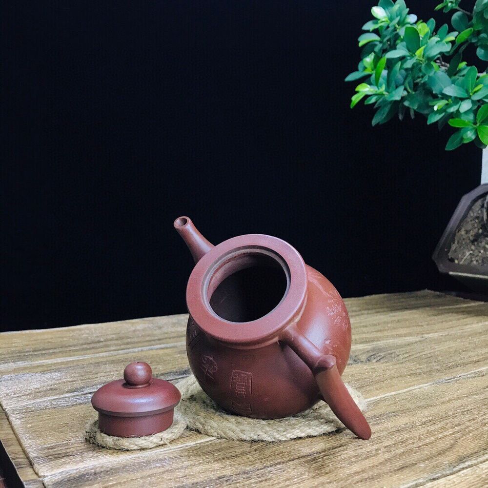 vintage chinese yixing purple clay teapot zisha ceremony carving Collectible art