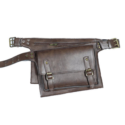 Medieval Steampunk PU Leather Waist Bag Hip Pocket with Buckle Cosplay