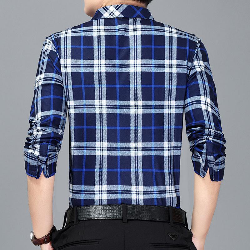 Camisa Con Botones a Cuadros Para Hombres Ropa Elegante De Manga Larga Negocios