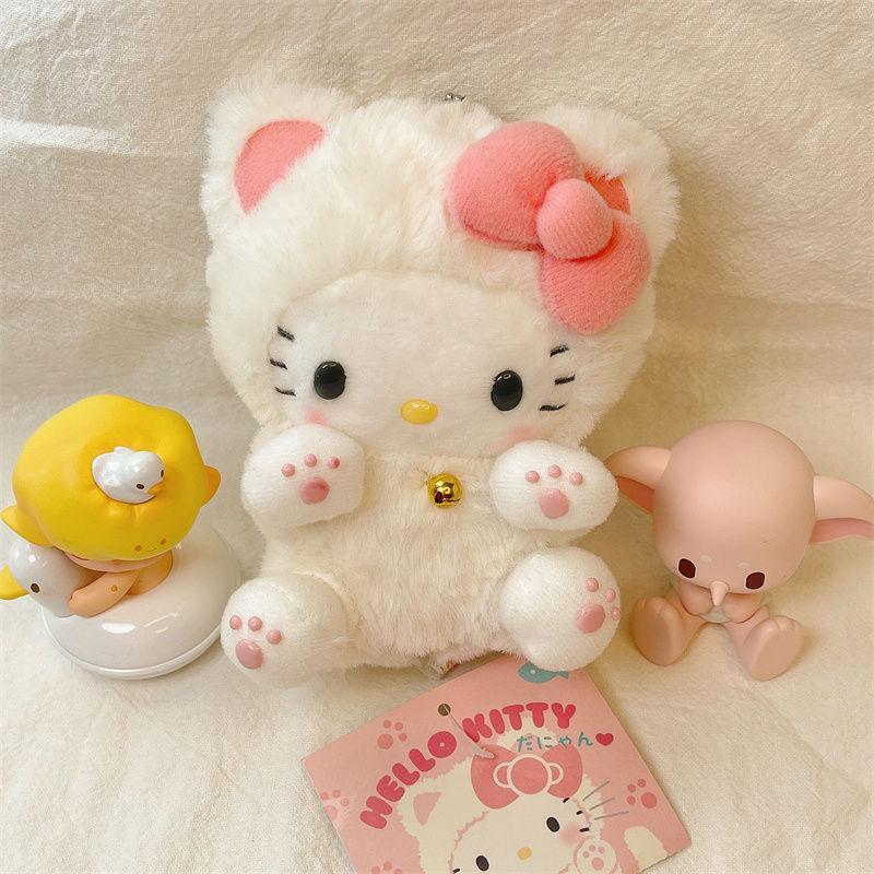 10CM Hello Kitty Doll Toy Keychain Schoolbag Pendant Ornament Plush Toy Keychain