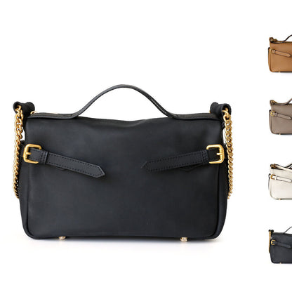 Small Mini Real Leather Shoulder Bag Tote Pouch w/ Chain Straps Fashion Handbag